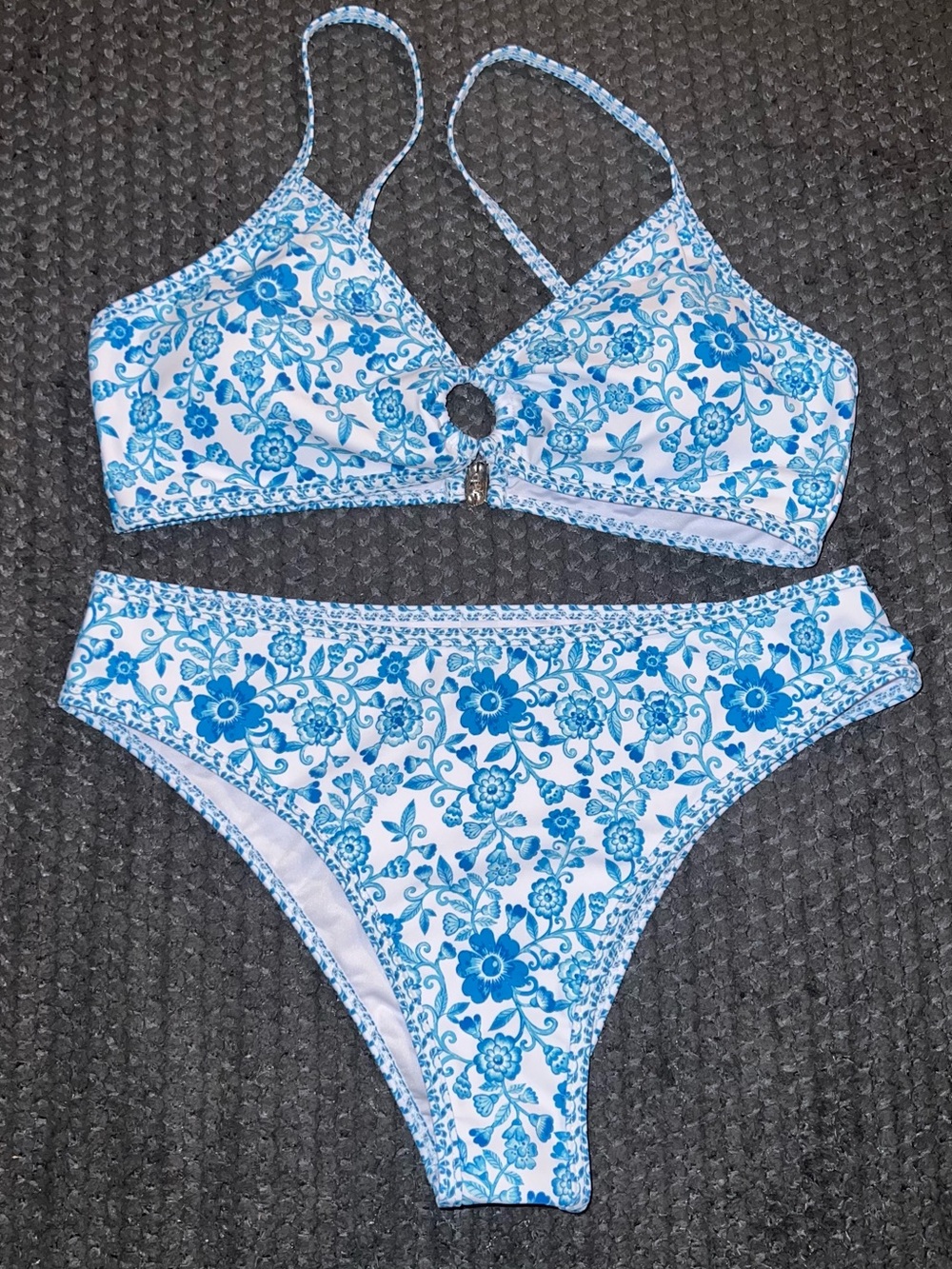 Blue Floral Two-Piece Bikini Set